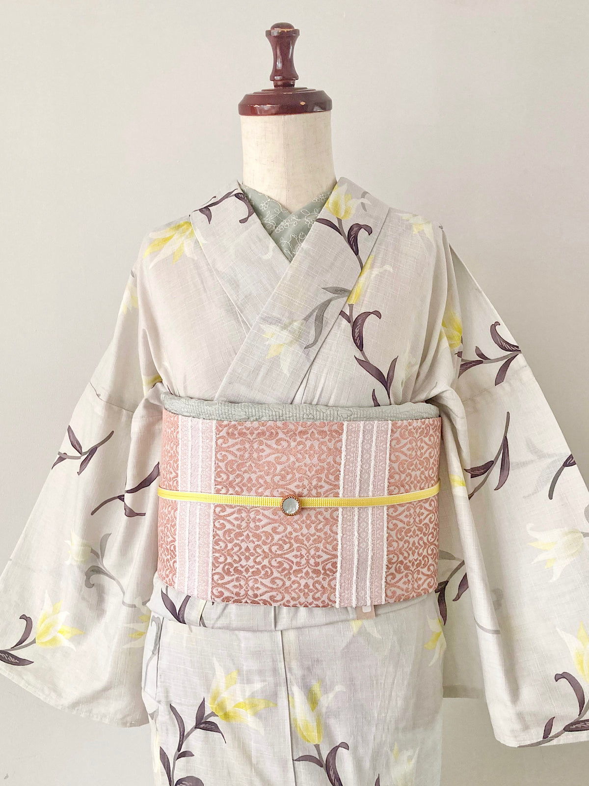 うさぎ小町×大塚呉服店コラボ半巾帯　第一弾　ペルシャ紋　コーラルシュガー