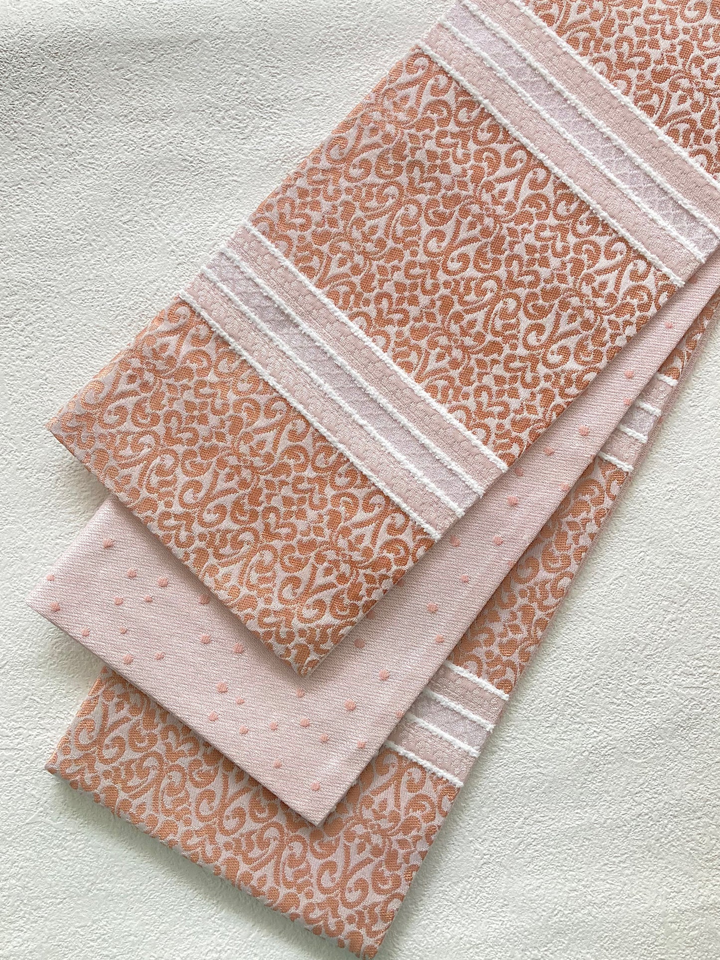 うさぎ小町×大塚呉服店コラボ半巾帯　第一弾　ペルシャ紋　コーラルシュガー