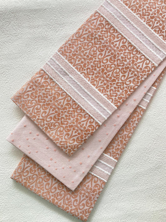 うさぎ小町×大塚呉服店コラボ半巾帯　第一弾　ペルシャ紋　コーラルシュガー