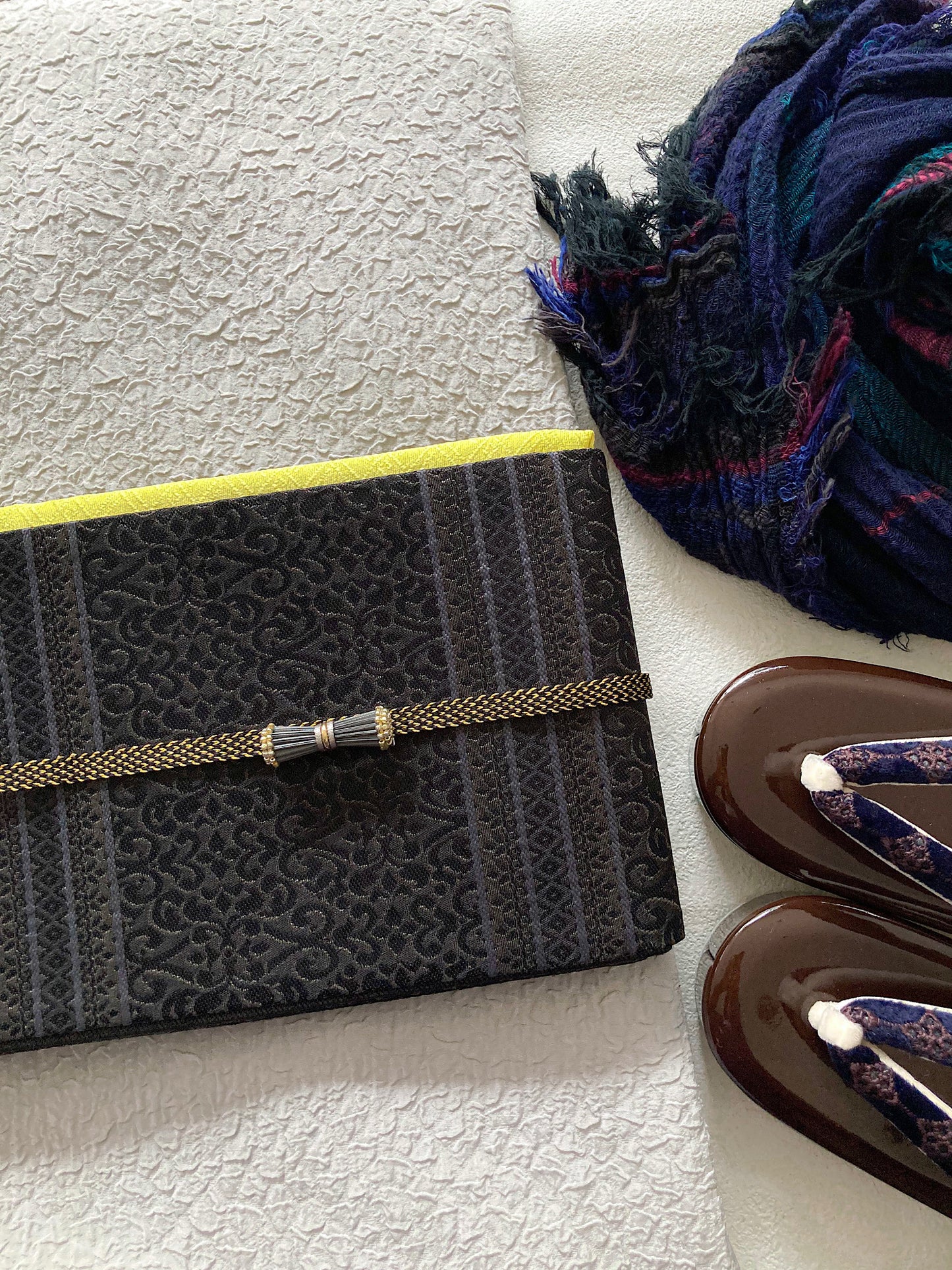 うさぎ小町×大塚呉服店コラボ半巾帯　第二弾　ペルシャ紋 シュクルノワール