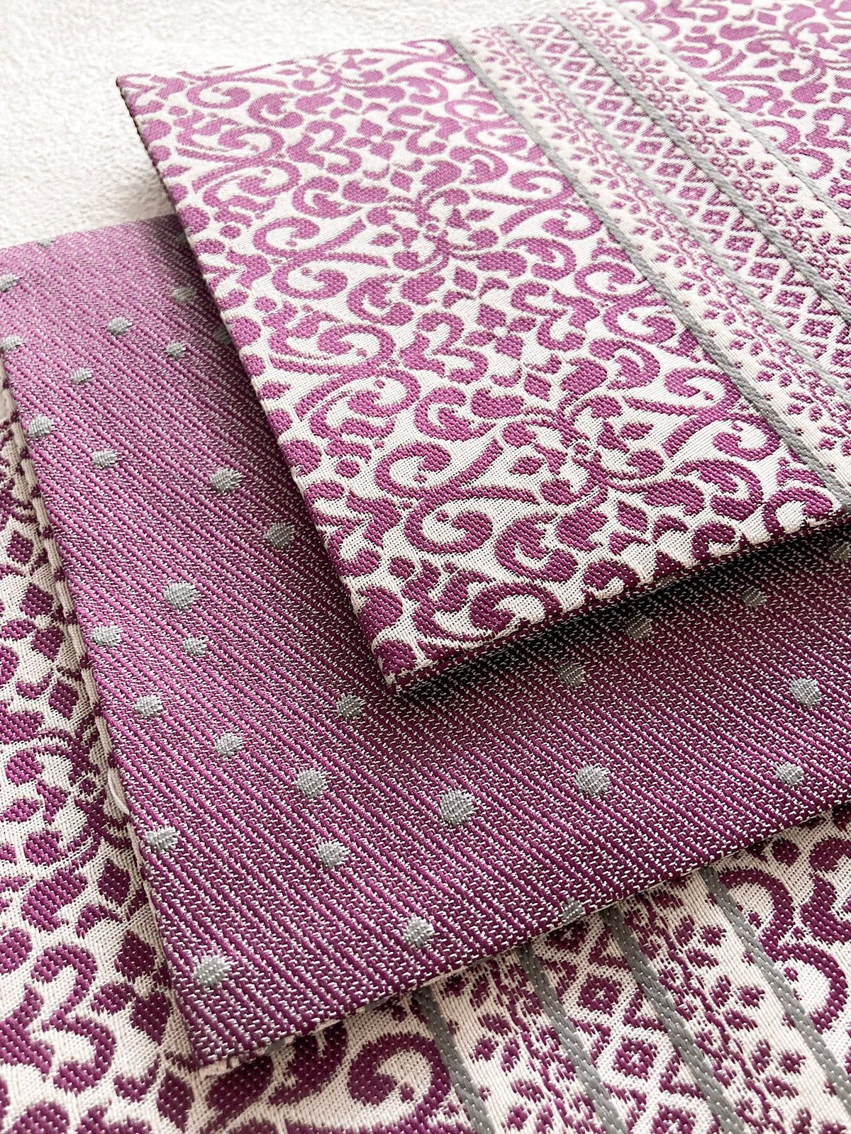 うさぎ小町×大塚呉服店コラボ半巾帯　第二弾　ペルシャ紋 ホワイトラズベリー