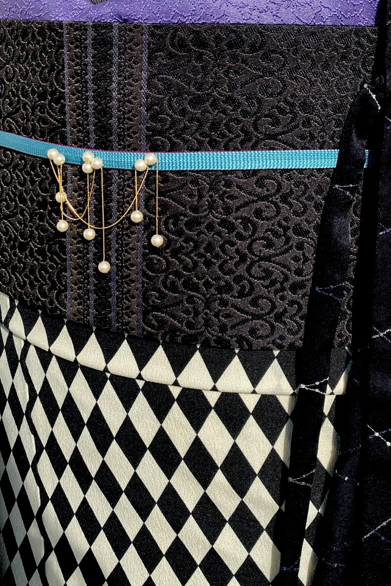 うさぎ小町×大塚呉服店コラボ半巾帯　第二弾　ペルシャ紋 シュクルノワール