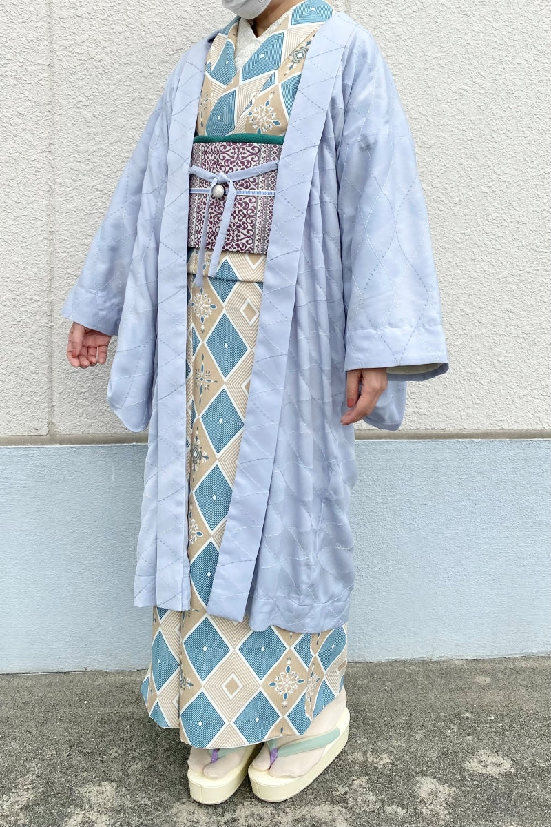 New！　オリジナルスエードレース羽織　サックス