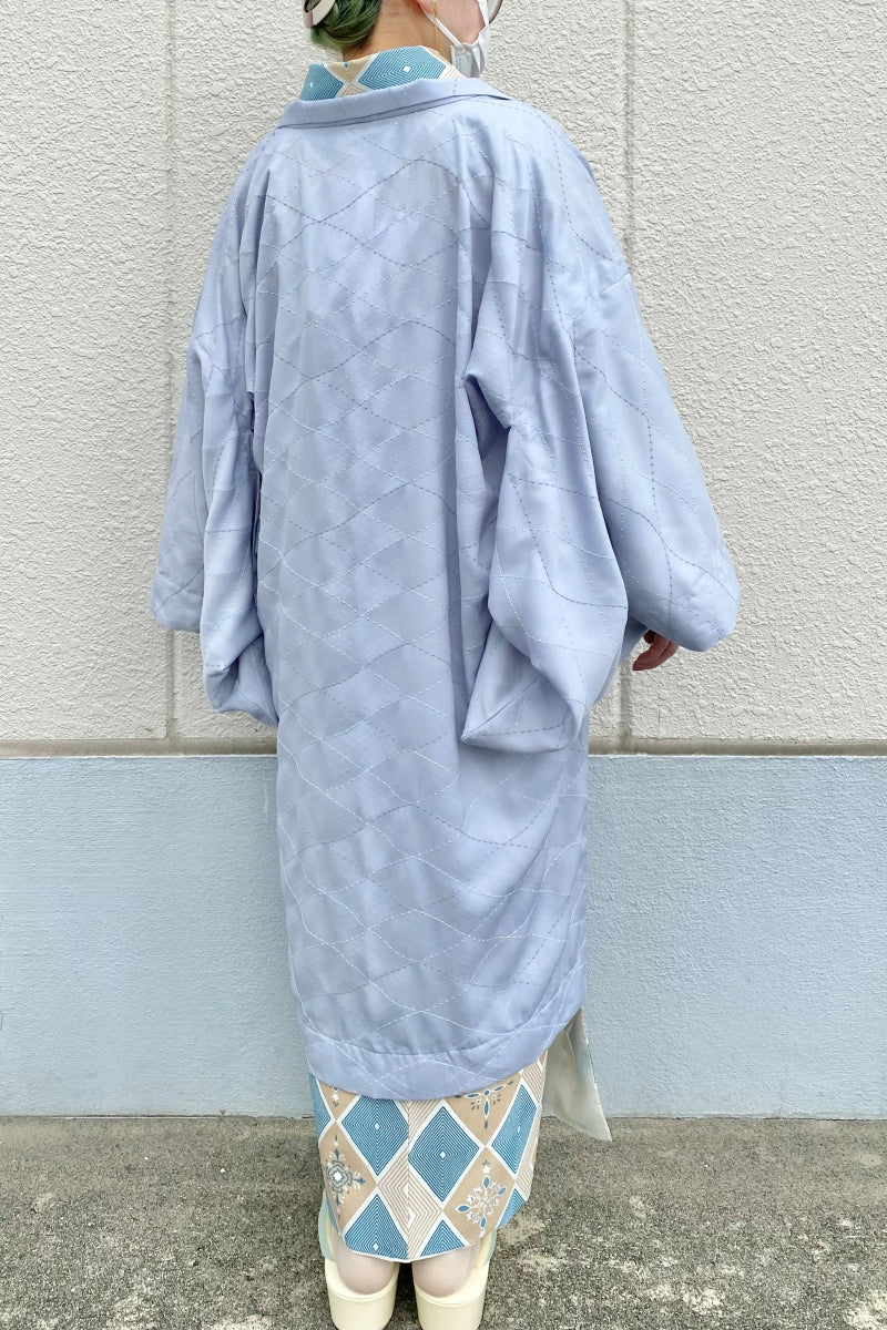 New！　オリジナルスエードレース羽織　サックス