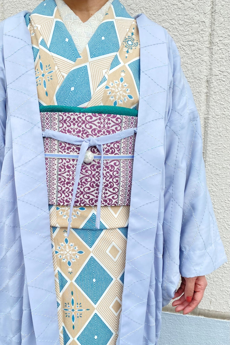 New！　オリジナルスエードレース羽織　サックス