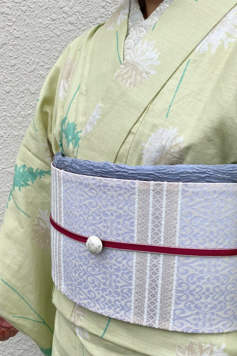 オリジナル綿着物　小菊　グリーン