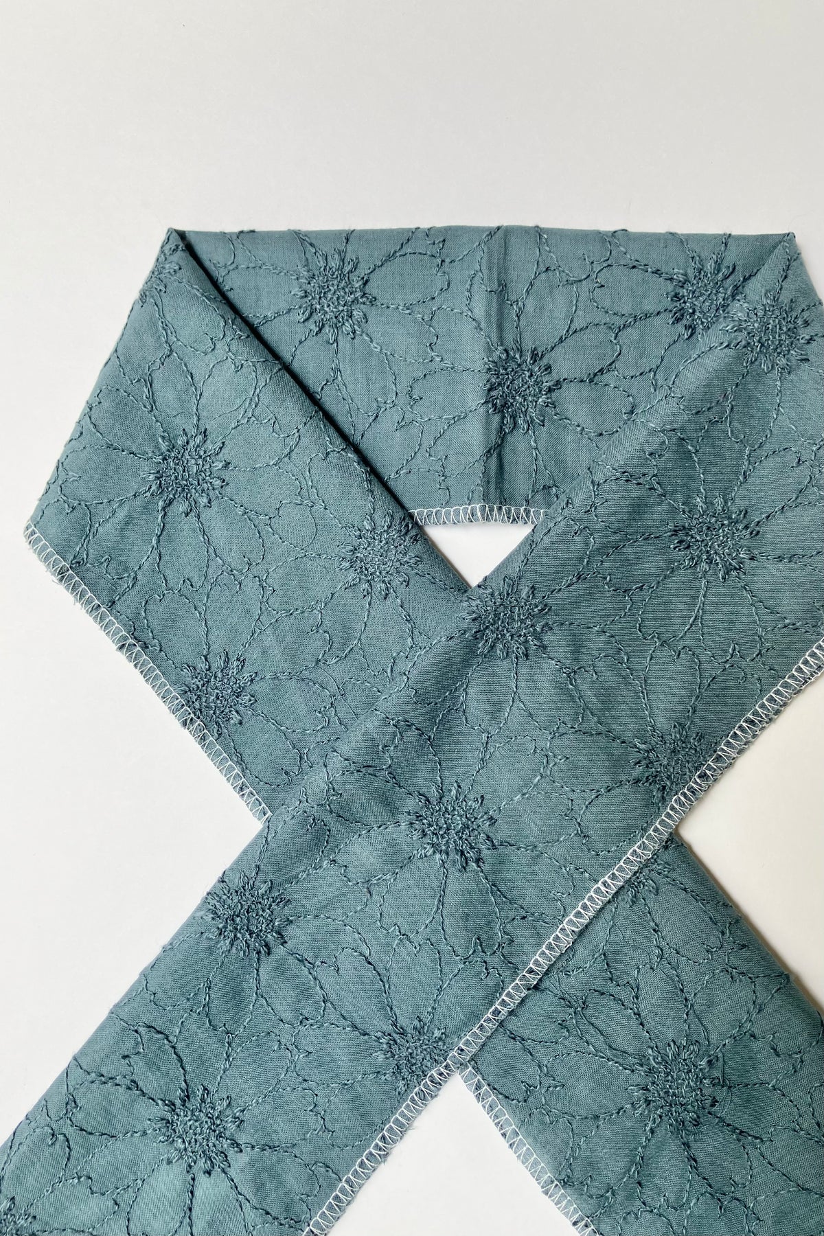 レース半衿　マーガレット刺繍ブルーグリーン