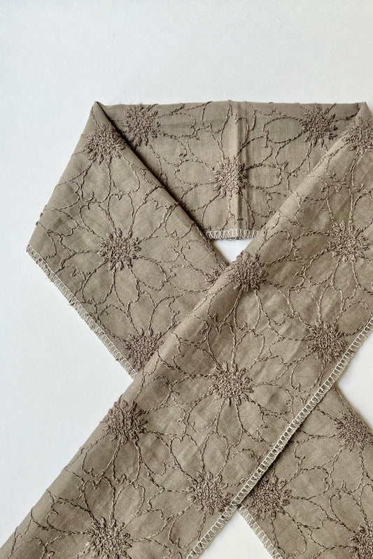 レース半衿　マーガレット刺繍ブラウン
