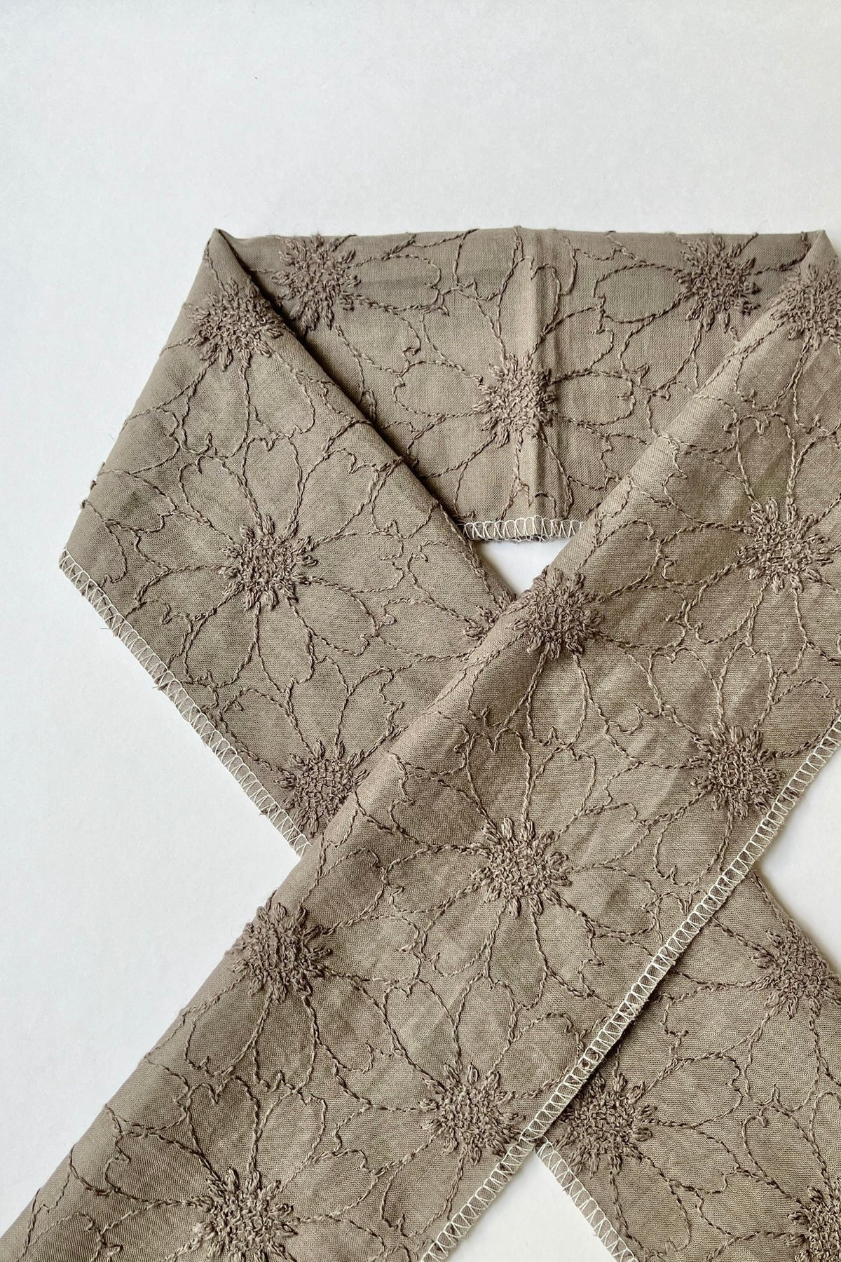 レース半衿　マーガレット刺繍ブラウン