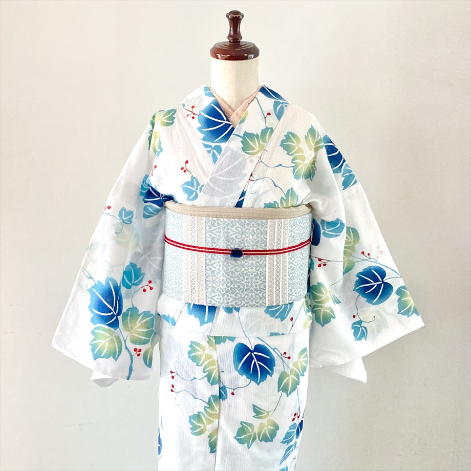 綿麻浴衣 蔦の葉/グリーン