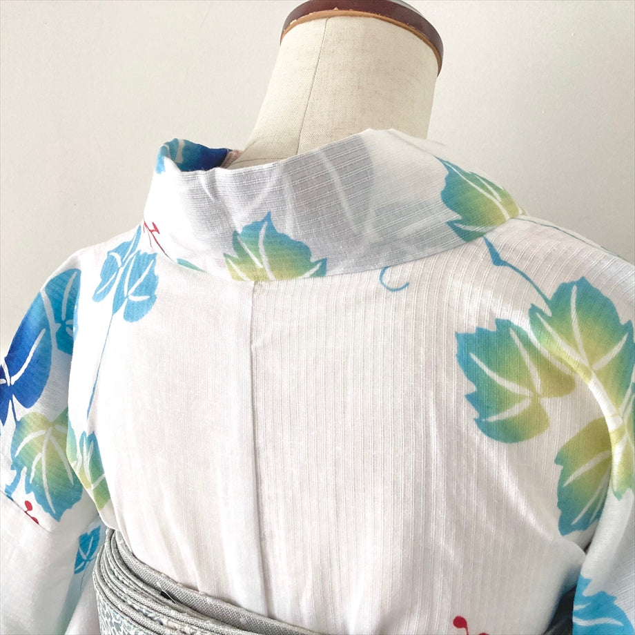 綿麻浴衣 蔦の葉/グリーン