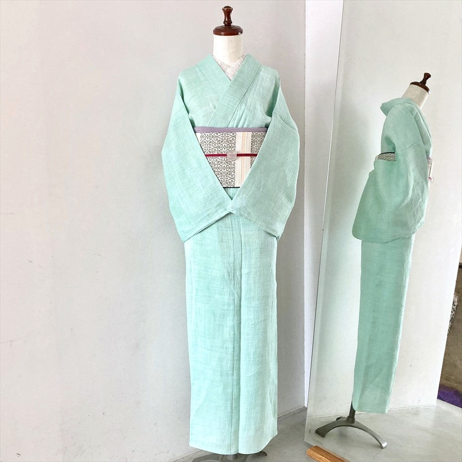 クールラミー麻着物/ミントグリーン