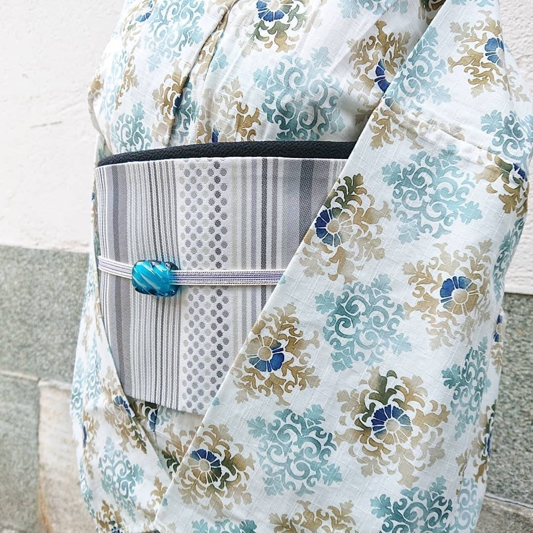 オリジナル半巾帯 ドット＆ボーダー