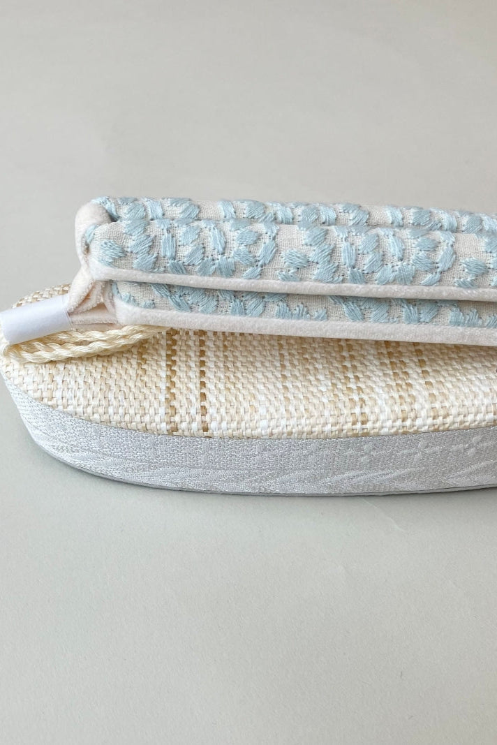 【NEW！】大塚呉服店の夏草履　fluffy stripe ホワイト×ミント刺繍レース