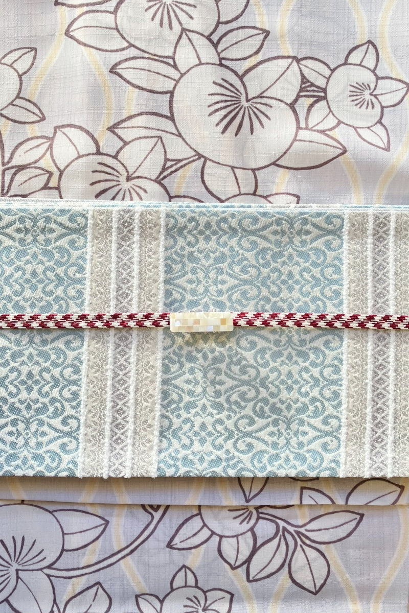 螺鈿帯留　ホワイト　長方形