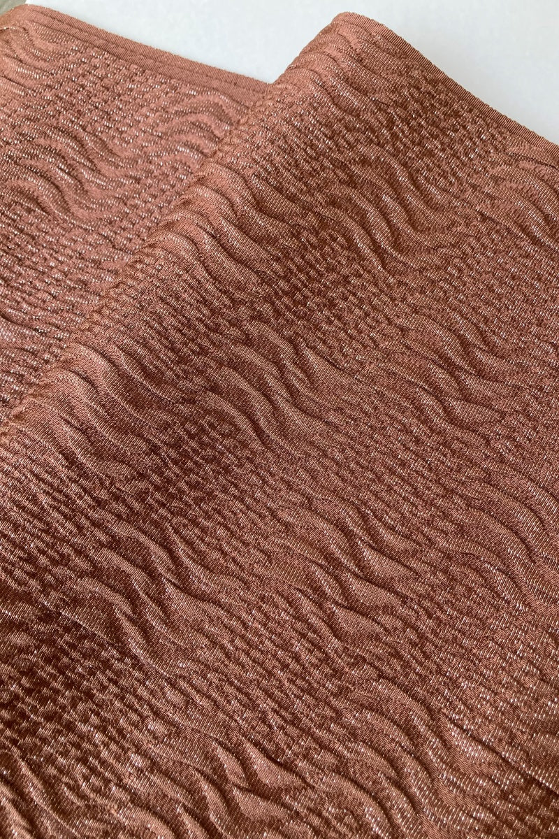 正絹　波もよう帯揚　ブラウン