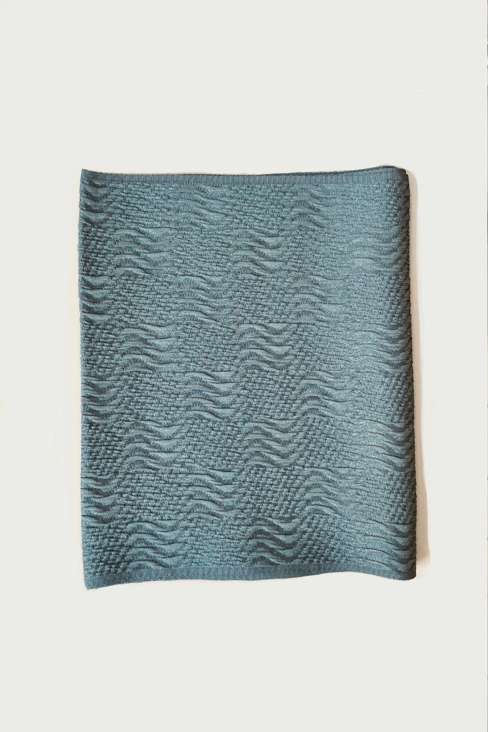 正絹　波もよう帯揚　インディゴグレー