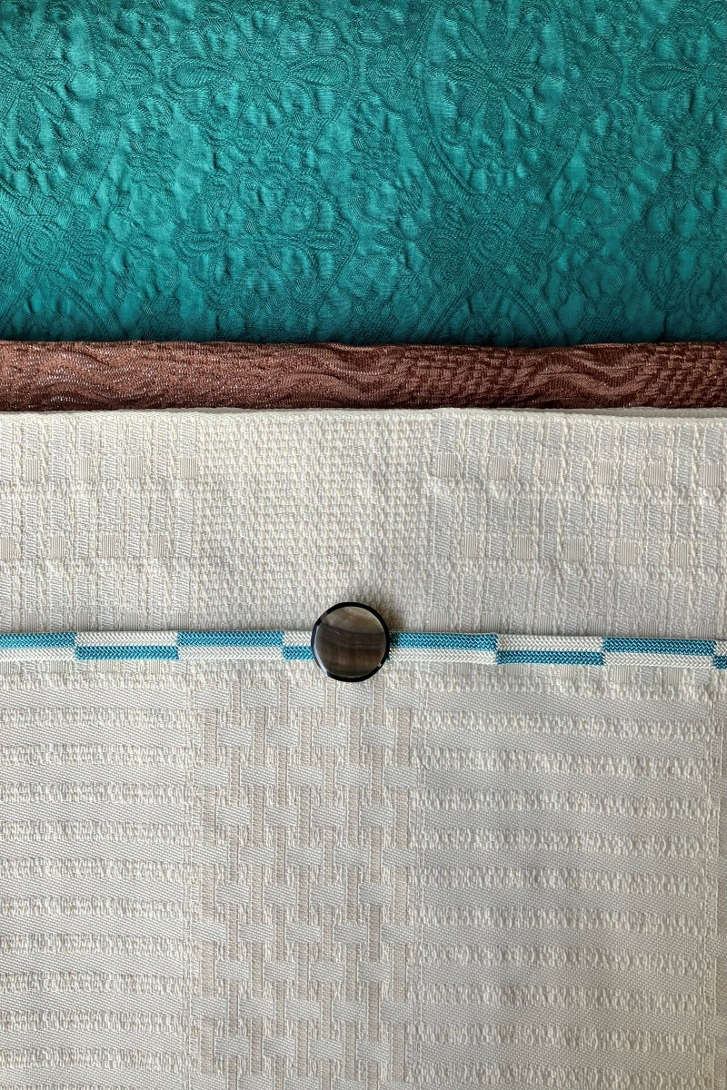 八寸名古屋帯　幾何学オフホワイト