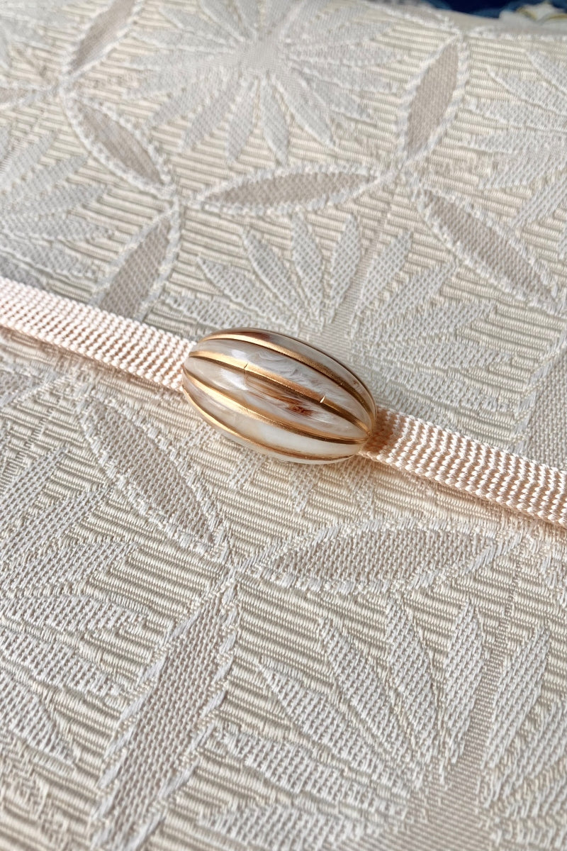 【セット】　三分紐ペールピンク×帯留