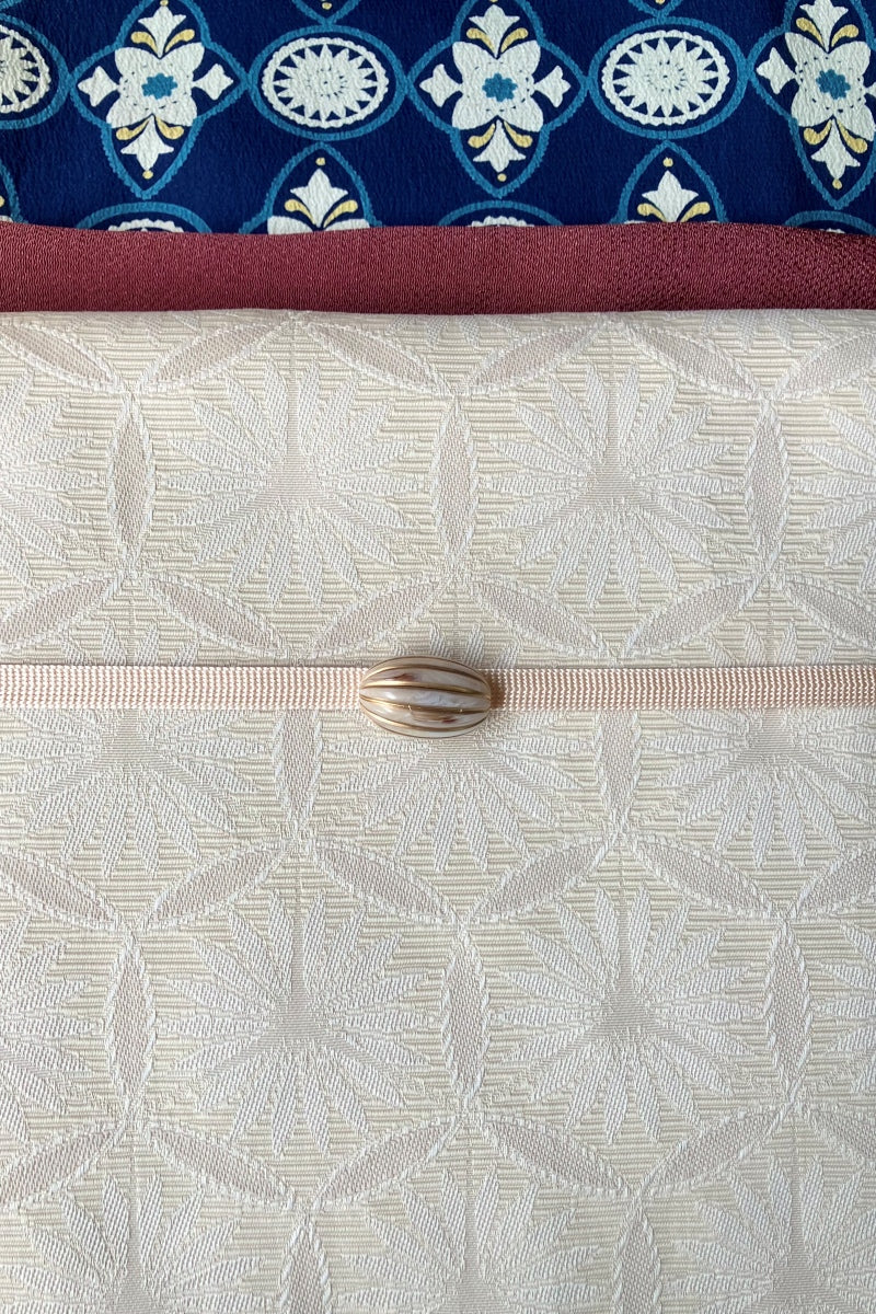 【セット】　三分紐ペールピンク×帯留