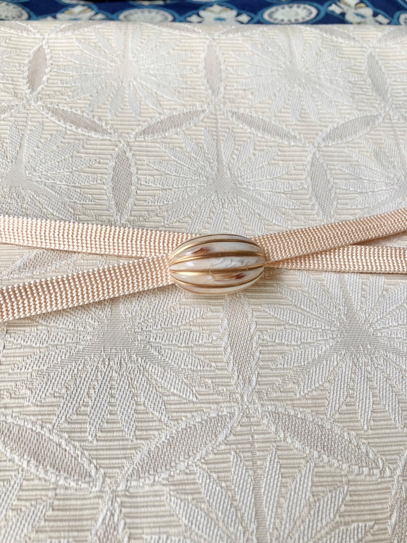 【セット】　三分紐ペールピンク×帯留