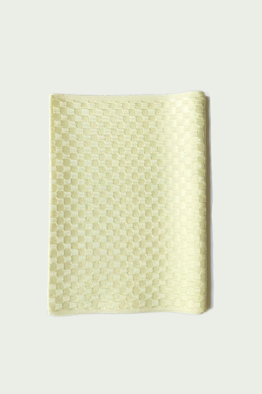 市松地模様帯揚　レモンイエロー