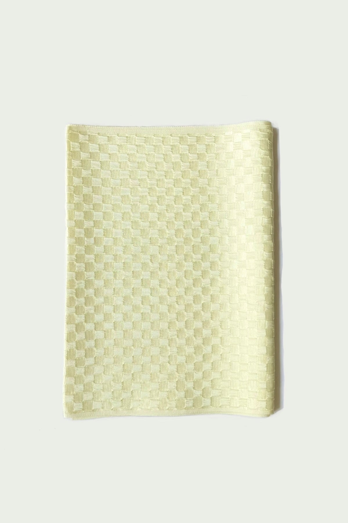 市松地模様帯揚　レモンイエロー