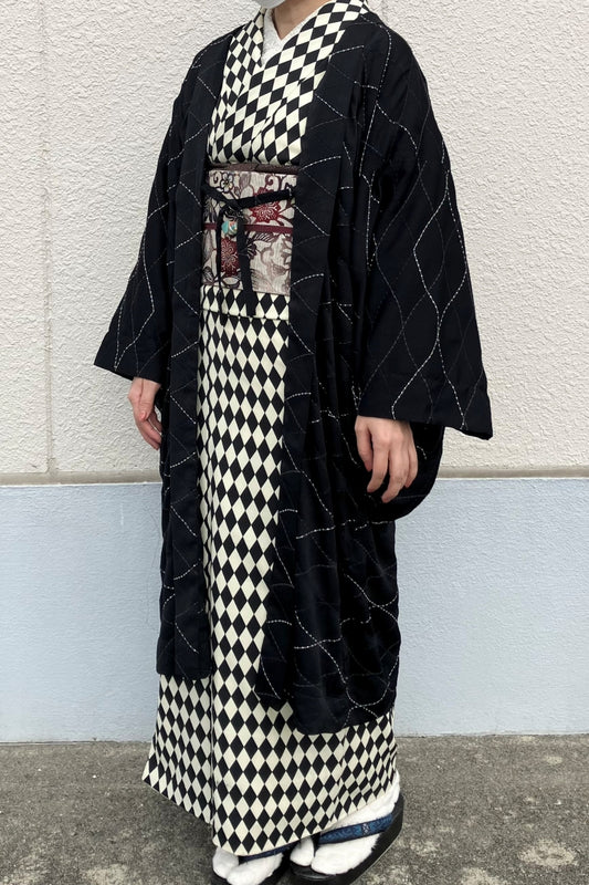 New！　オリジナルスエードレース羽織　ブラック