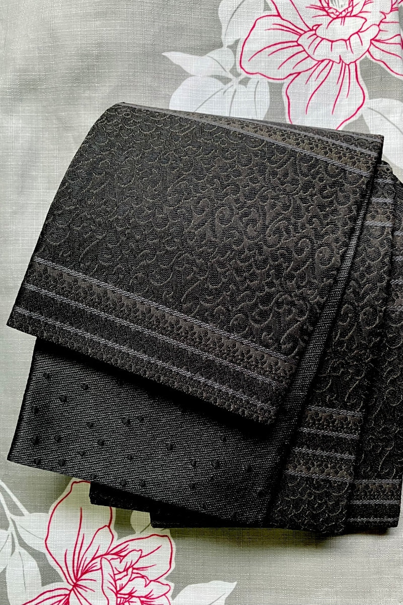 うさぎ小町×大塚呉服店コラボ半巾帯　第二弾　ペルシャ紋 シュクルノワール