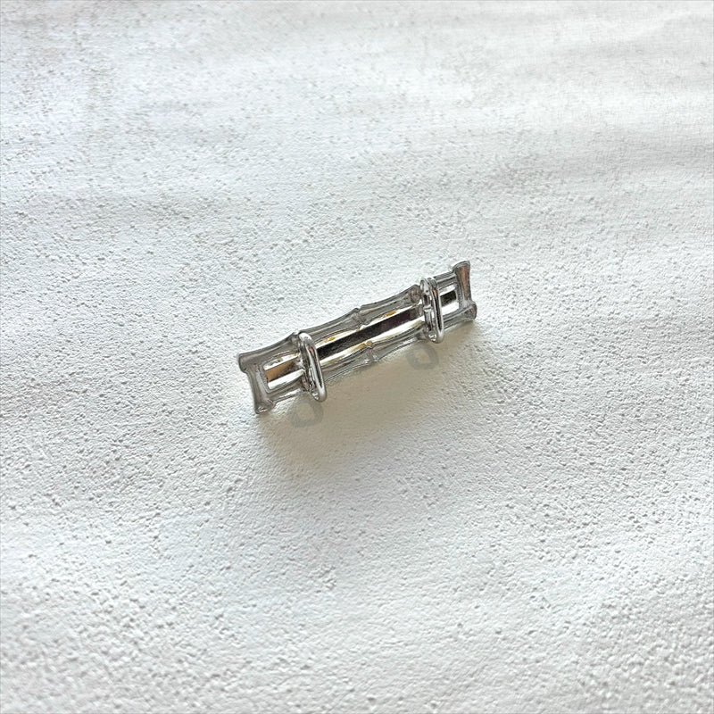 帯留　パール×竹