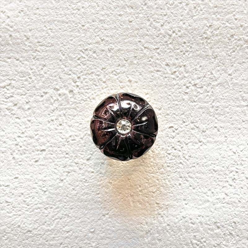 帯留　花/ヴィンテージガラス　ブラウン