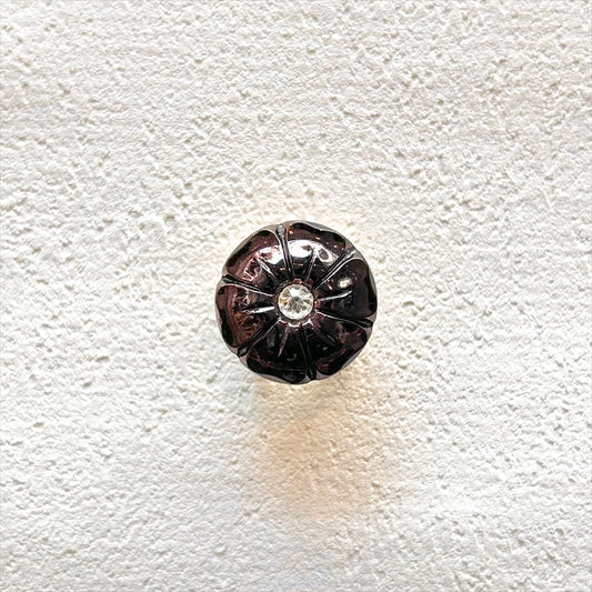 帯留　花/ヴィンテージガラス　ブラウン