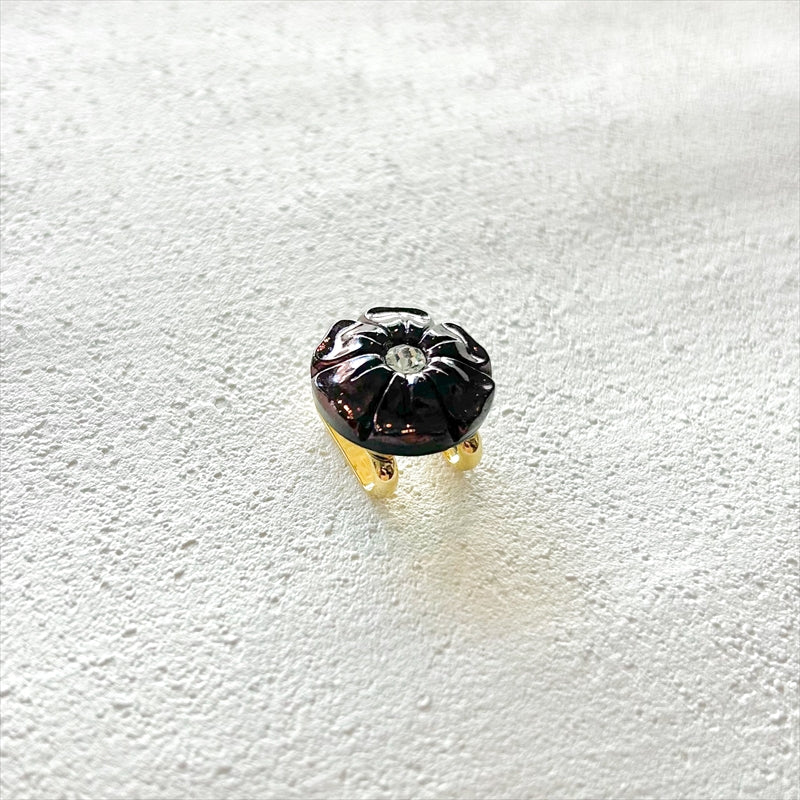 帯留　花/ヴィンテージガラス　ブラウン