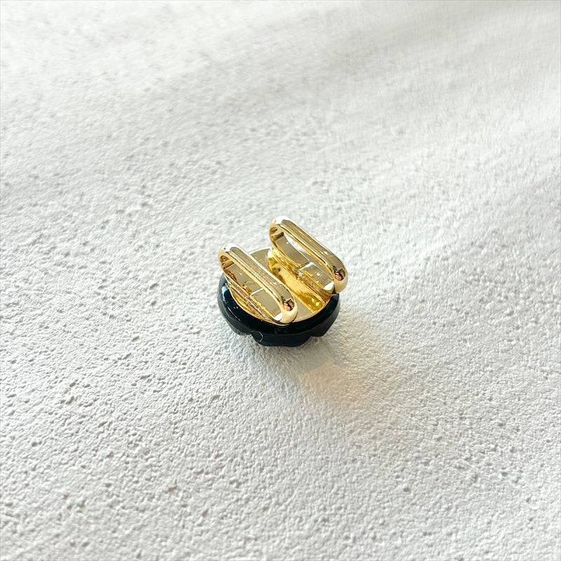 帯留　花/ヴィンテージガラス　ブラウン