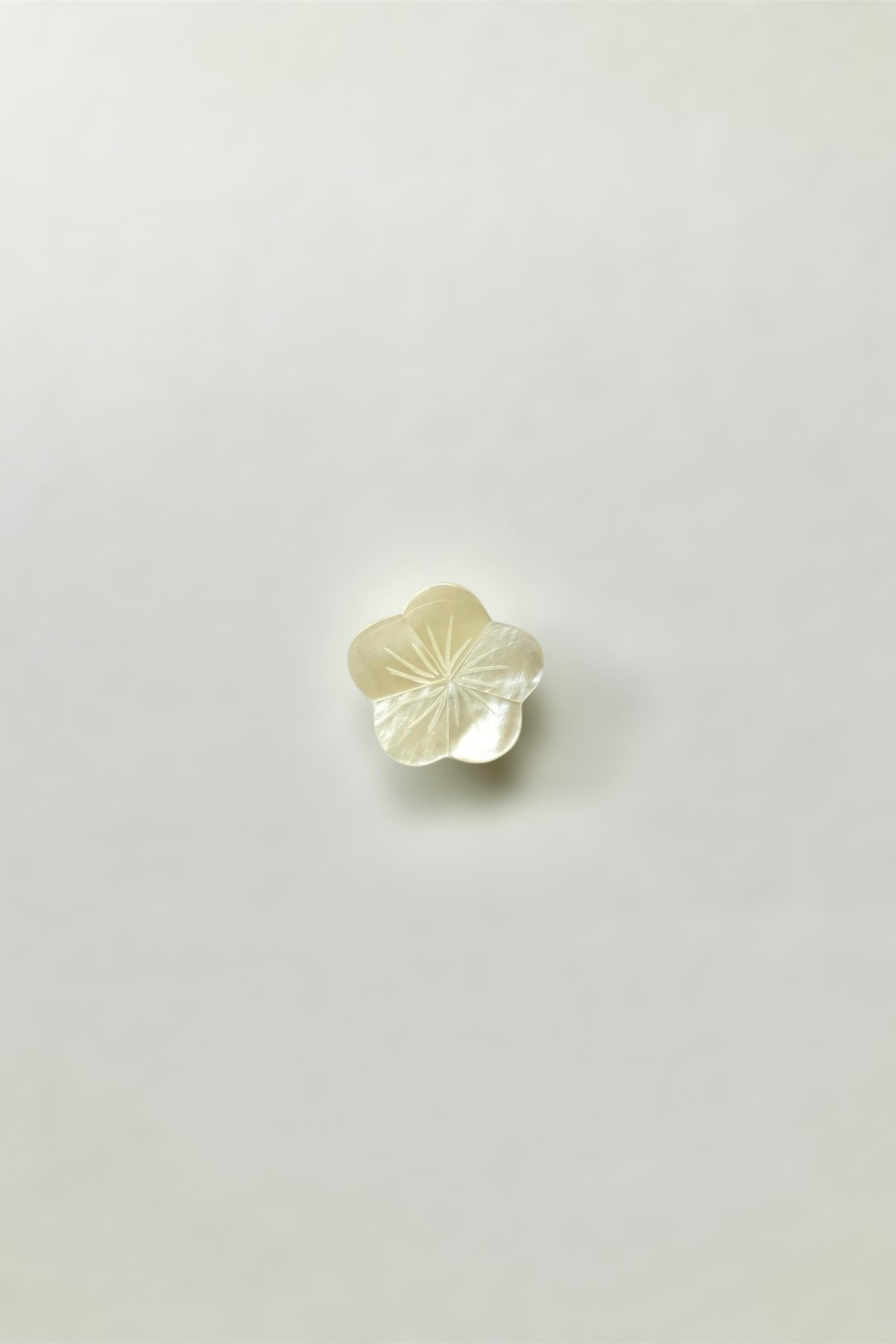 螺鈿帯留 白　花柄